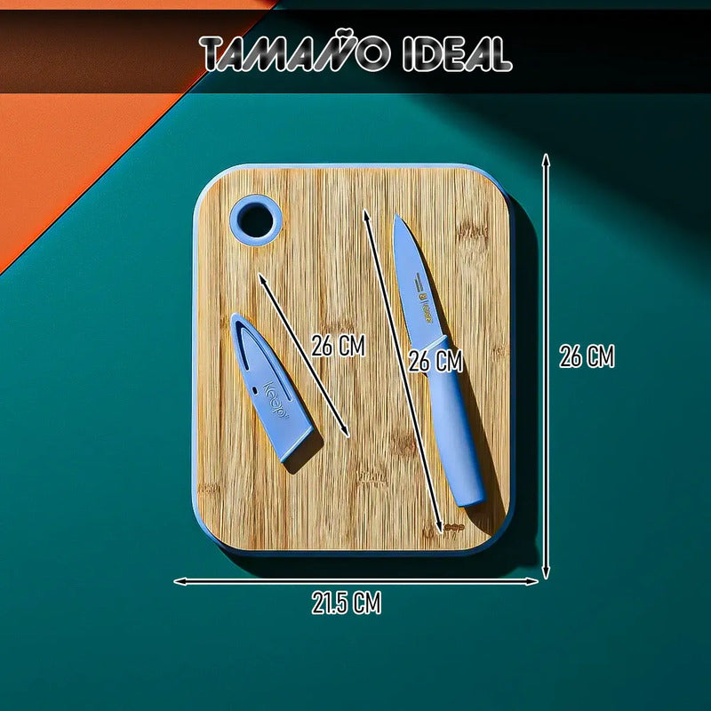 Tabla Para Picar Tablas Picar+cuchillo Tabla Bambu Keep 26cm Okshop Tablas Picar Tablas De Picar Tabla Y Cuhillo Keep... Azul Madera Bamboo
