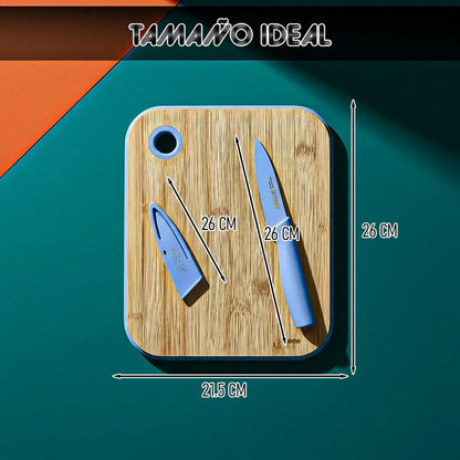 Tabla Para Picar Tablas Picar+cuchillo Tabla Bambu Keep 26cm Okshop Tablas Picar Tablas De Picar Tabla Y Cuhillo Keep... Azul Madera Bamboo