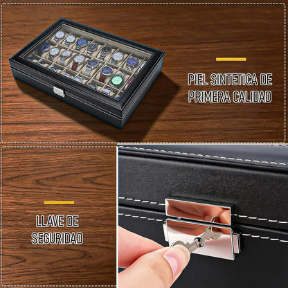 Porta Relojes Organizador De Reloj Caja De Reloj 24 Pzas Negro
