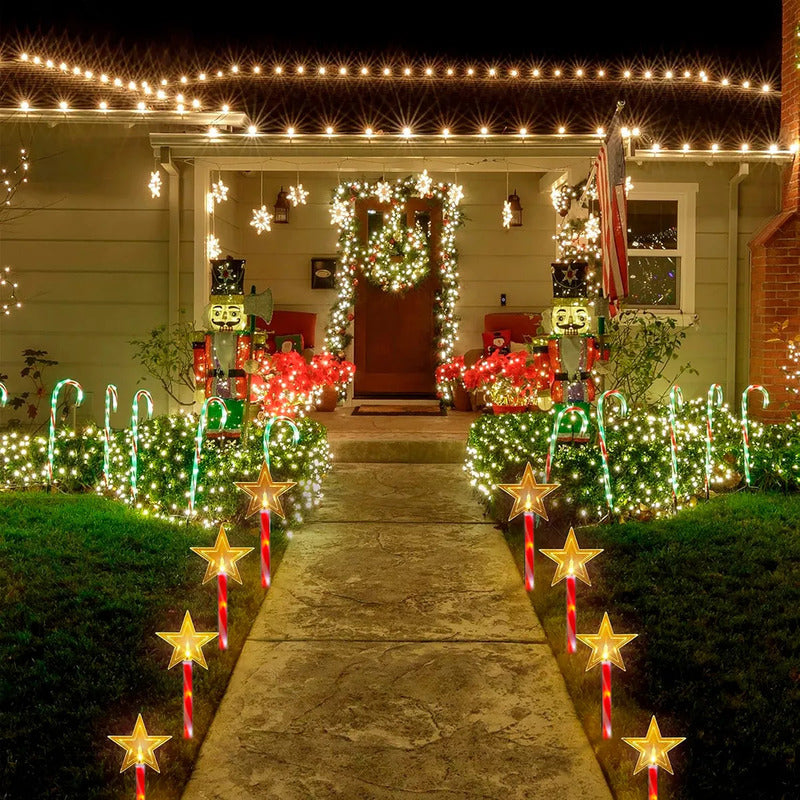 Pack X5 Luces Navidad Exterior Solares Estaca Navieña Estrella Calida Luces Navideñas Estacas Solares Luces Navideñas Solares Estrella Calida Luces Navidad Solar Okshop
