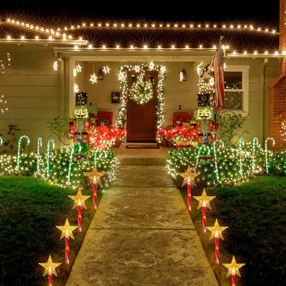 Pack X5 Luces Navidad Exterior Solares Estaca Navieña Estrella Calida Luces Navideñas Estacas Solares Luces Navideñas Solares Estrella Calida Luces Navidad Solar Okshop