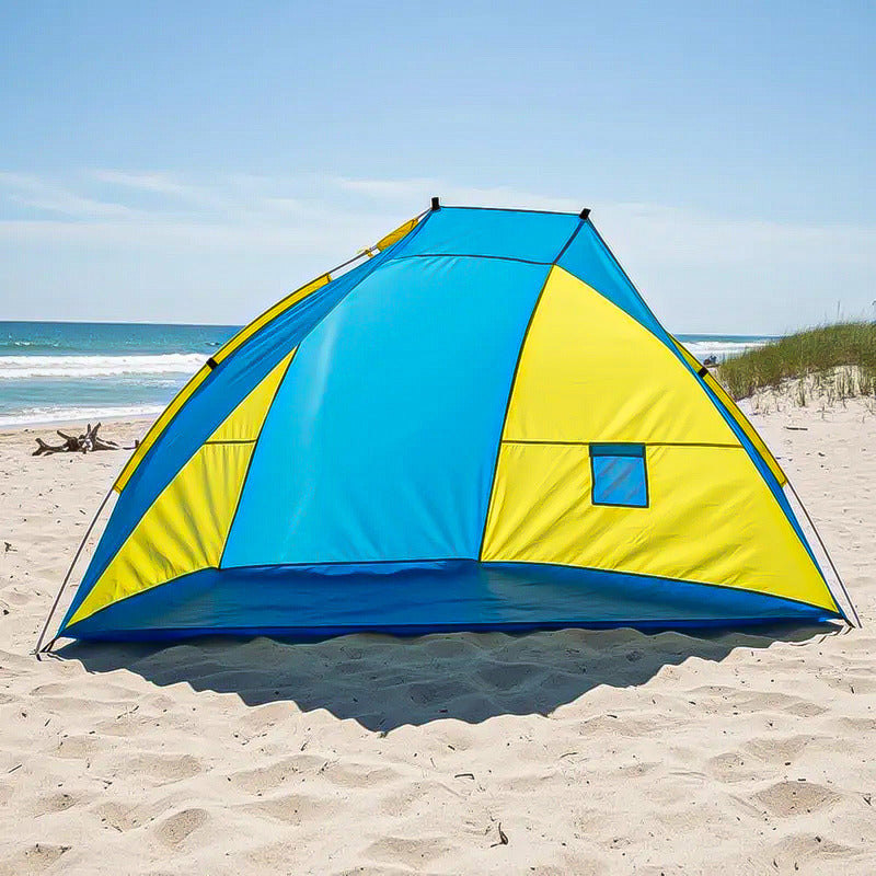 Media Carpa Playa Carpa Paraviento Camping Carpa 2 Personas Gris/celeste/amarillo