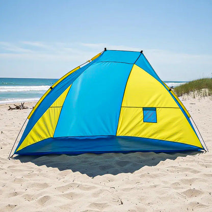 Media Carpa Playa Carpa Paraviento Camping Carpa 2 Personas Gris/celeste/amarillo