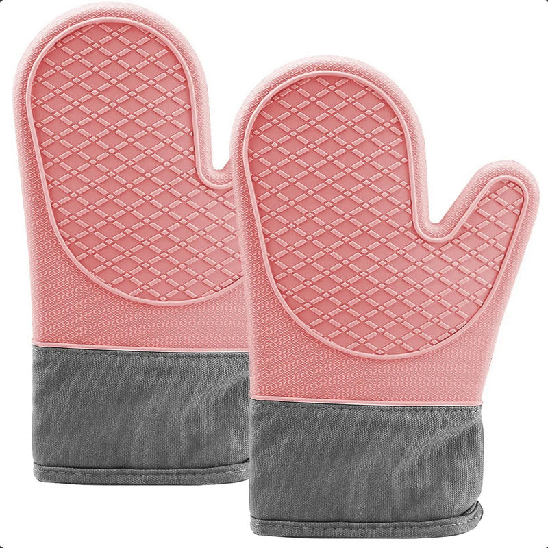 Guantes Para Horno Toma Ollas Guantes De Silicona Guante De Cocina Algodon Okshop Protector De Silicona Flexible 27 Cm Pack 2 Toma Olla Guante Silicona Manopla Rosa