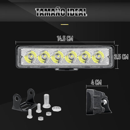 Focos Neblineros Led Faros Led Pack 4 Neblineros Barra Auto Negro