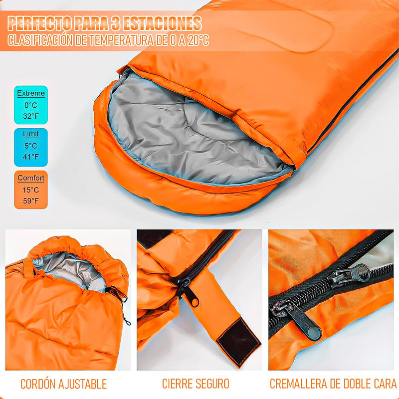 Saco De Dormir Camping Saco De Dormir Adulto Saco De Dormir Naranja Derecho