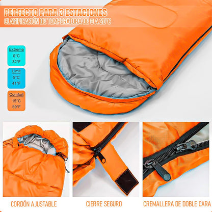 Saco De Dormir Camping Saco De Dormir Adulto Saco De Dormir Naranja Derecho