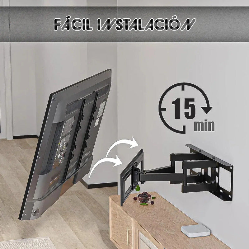 Soporte Tv Articulado Okshop Para Pantallas De 32  A 70  Con Inclinación Y Giro Negro