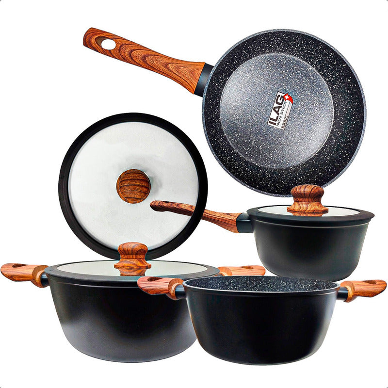 Juegos De Olla Bateria De Ollas Juego De Bateria Keep 7 Pcs Negro