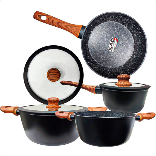 Juegos De Olla Bateria De Ollas Juego De Bateria Keep 7 Pcs Negro