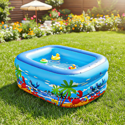 Piscina Inflable Rectangular De 1.5 M Para Niños Con Válvula De Desagüe Azul