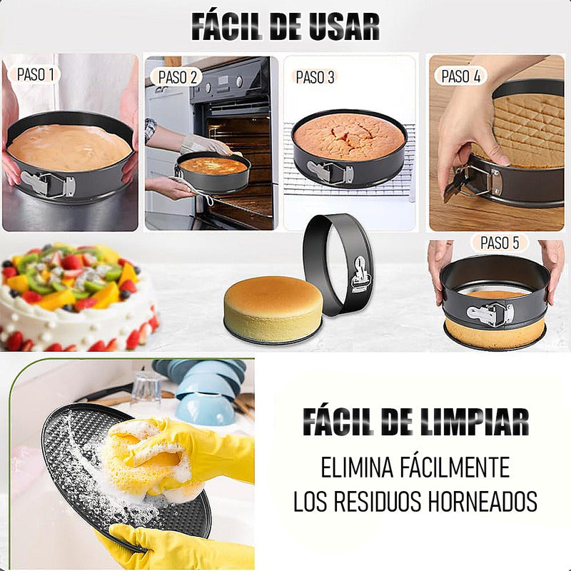 Moldes Para Tortas Redondos Pack 6 Moldes Desmontables Molde Gris