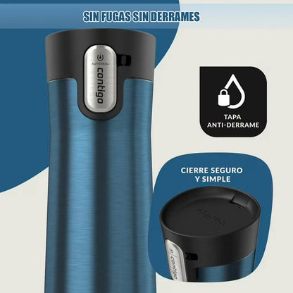 Vasos Contigo Mug Contigo Vaso Termico Contigo Vaso 591 Ml Contigo Vaso Acero Inoxidable 591ml Vaso Termico Antiderrame Libre Bpa Vaso Contigo Camping Color Azul Okshop