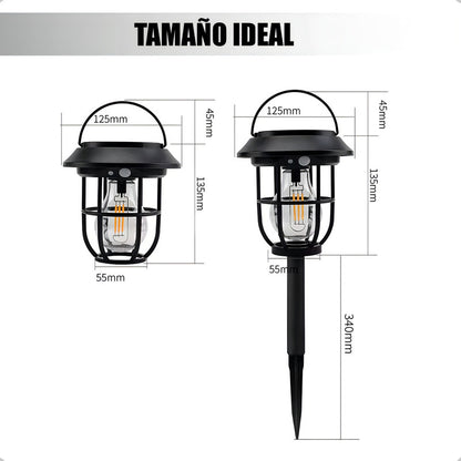 Lámpara Solar Okshop Colgante Estaca Led Jardín Exterior Ip65 Sensor Movimiento Negro