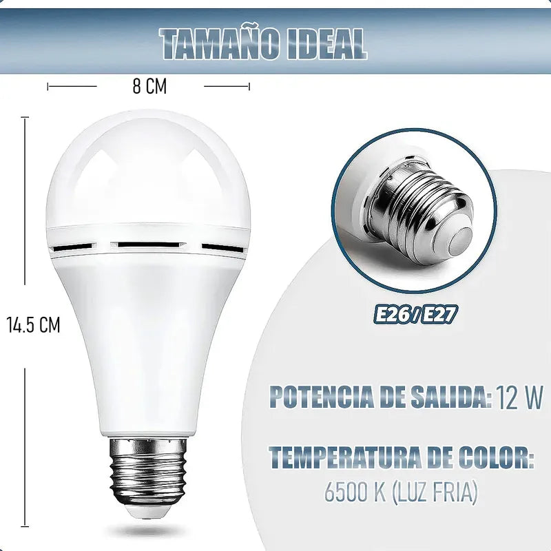 Ampolleta Led Inteligente Arcashopping 12w Recargable E27 Luz Blanca Fría Blanco Frío