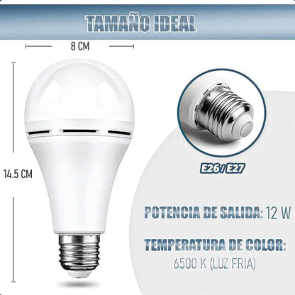 Ampolleta Led Inteligente Arcashopping 12w Recargable E27 Luz Blanca Fría Blanco Frío