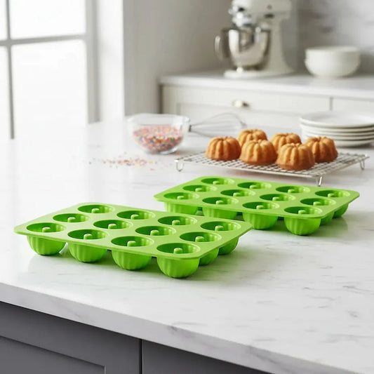 Pack 2 Moldes Silicona Reposteria Molde 12 Cupcakes Silicona Verde