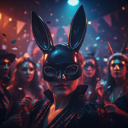 Mascara De Conejita Con Luces Mascara Para Halloween Disfraz Negro Conejito
