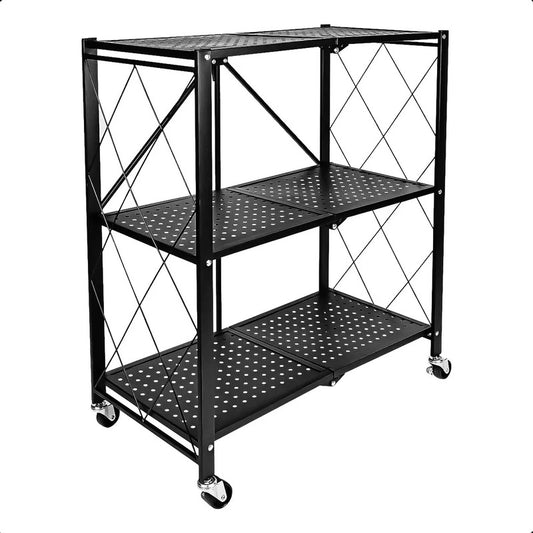 Organizador 3 Niveles Estante Plegable Estante Organizador Negro