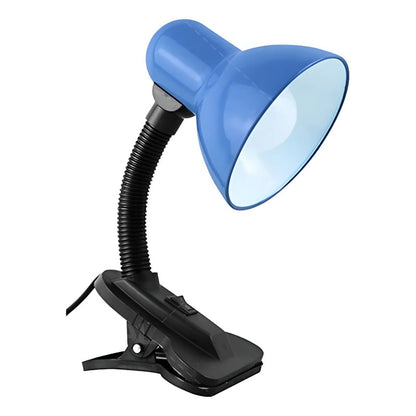 Lámpara Escritorio Okshop Click Azul Brazo Flexible Led Velador Blanco
