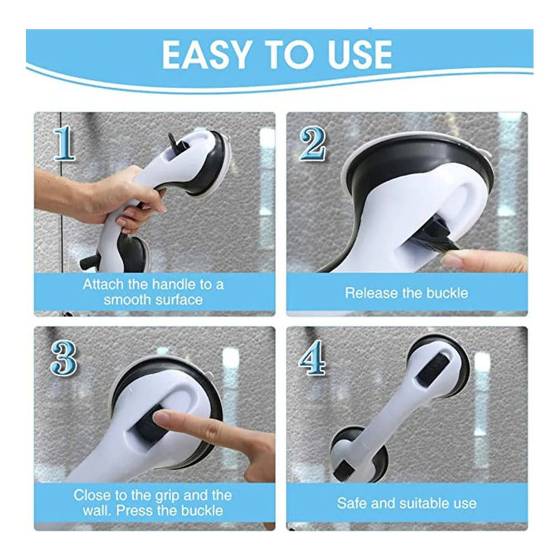 Barra De Seguridad Para Baño Con Ventosas Y Superficie Antideslizante Okshop Negro/blanco