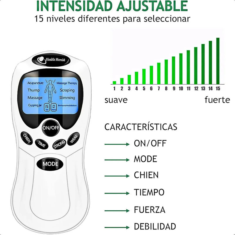 Electro Estimulador Muscular Electroestimulador Kinesiologia Electroestimuladores Portatil Multifunción Okshop Electroestimulador Muscular Electroterapia Multifrecuencia Blanco