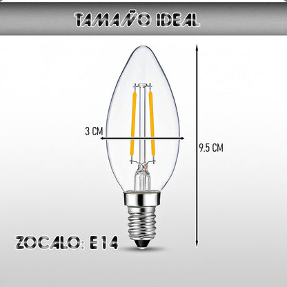 Pack 4 Ampolletas Led E14 Ampolleta 2w Ampolletas Led Vela Cálida