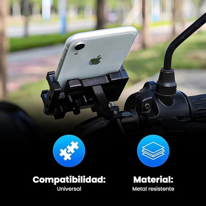 Porta Celular Aluminio Soporte Para Celular Bici Regulable Negro