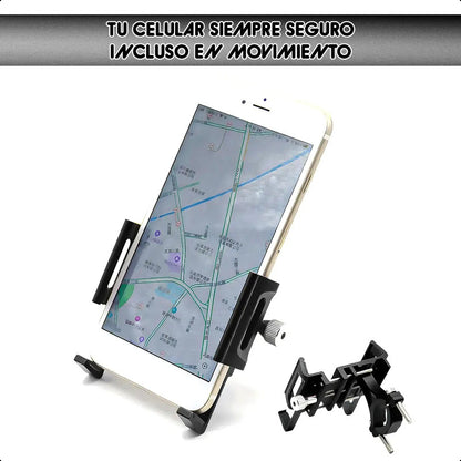 Porta Celular Aluminio Soporte Para Celular Bici Regulable Negro