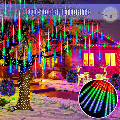 Luces Navidad Solares Luces Lluvia Meteoritos Pack 2 Luces Multicolor