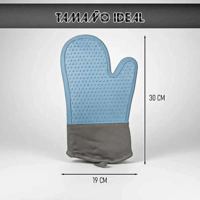 Guantes Para Horno Toma Ollas Guantes De Silicona Cocina Color Azul Puntos