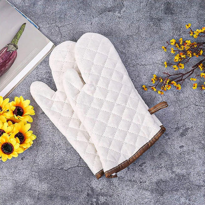 Guantes De Horno Guantes Cocina Toma Ollas Guantes Algodón Blanco Liso