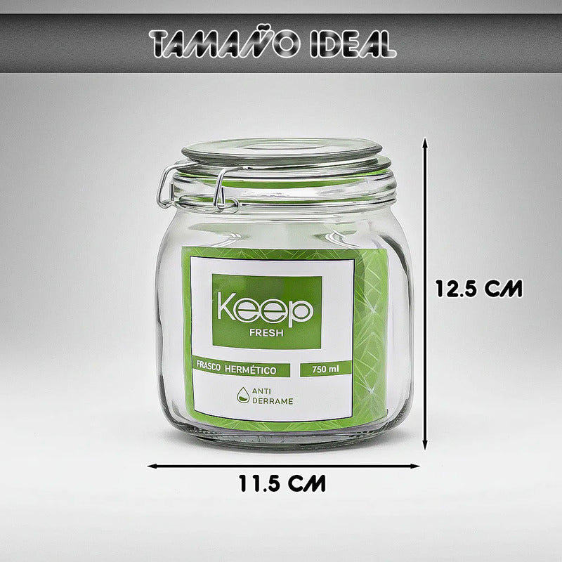 Contenedor De Alimentos Frasco Hermetico Frasco Vidrio 750ml Azul