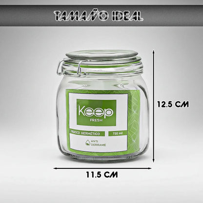 Contenedor De Alimentos Frasco Hermetico Frasco Vidrio 750ml Azul