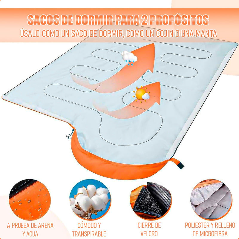 Saco De Dormir Camping Saco De Dormir Adulto Saco De Dormir Naranja Derecho