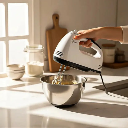 Batidora De Mano Eléctrica Okshop Con 7 Velocidades Y 260 W Para Amasar Y Batir Blanco