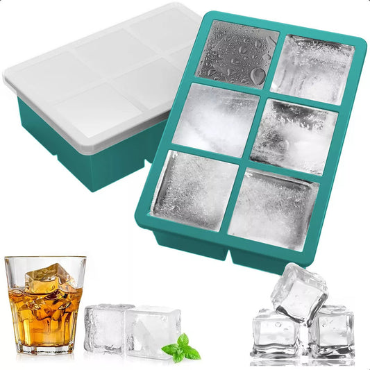 Cubeta Hielo Silicona Moldes Hielo Rectangular Antiadherente Turquesa Cubetas De Hielo Con Tapa 6 Ranuras Silicona Okshop Molde Hielo Turquesa Cubetas De Hielo Con Tapa Bandeja Hielo