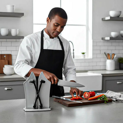 Pack 2 Afilador Cuchillo Afilador Manual De Cocina Afilador Gris