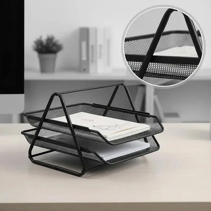 Organizador De Escritorio De Metal Con 2 Niveles Para Oficina
