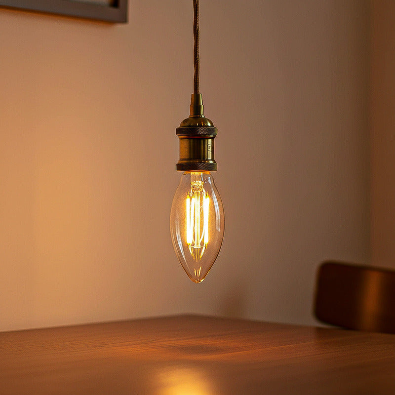 Pack De 6 Ampolletas Led E14 De 2w, Vela Cálida Con Filamento Vintage Blanco Cálido