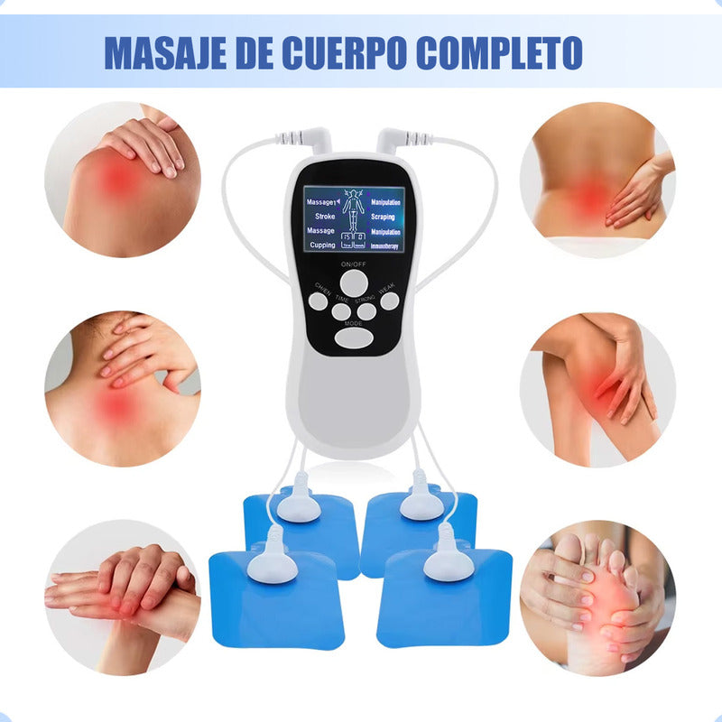 Electroestimulador Muscular Electrofisico Tens 4 Electrodos Blanco