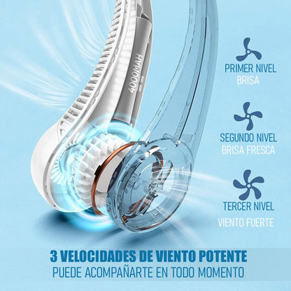 Ventilador De Cuello Okshop Inalámbrico Y Recargable Con 3 Velocidades, Color Rosa