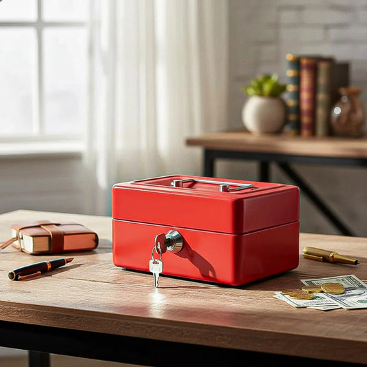 Cajas De Seguridad Mini Cajas Fuerte Guarda Dinero Con Llave Rojo
