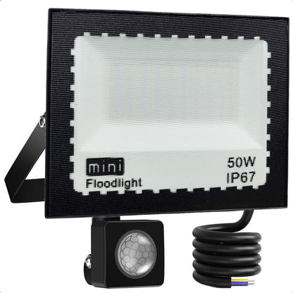 Reflector Foco Led Sensor Movimiento Proyector Focos Led 50w Negro Blanca