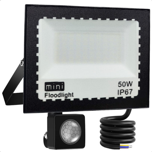 Reflector Foco Led Sensor Movimiento Proyector Focos Led 50w Negro Blanca