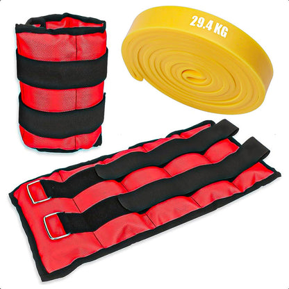 Pesas Para Tobillos 2kg Bandas Elasticas Resistencia 29.4kg Rojo