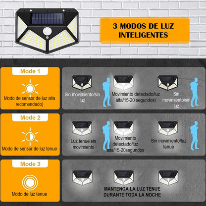 X2 Aplique Led Solar Focos Led Exterior Farol Solar Exterior Negro