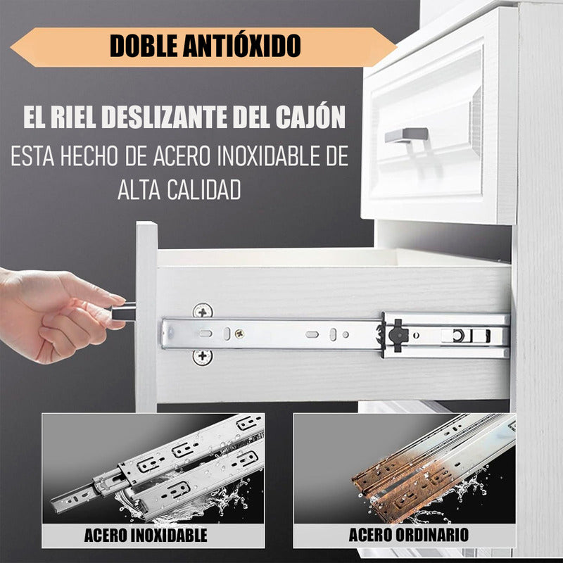 Pack X2 Corredera Telescópica Riel Para Cajones Riel 30 Cm Gris