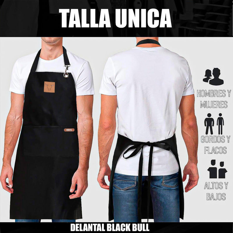 Delantal Parrillero Wayu Pechera Cocina Mandiles Cocina Wayu Negro Wayu