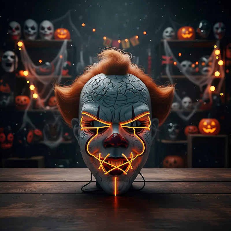 Mascara De Pennywise Con Luces Mascara De Payaso Halloween Naranja Pennywise